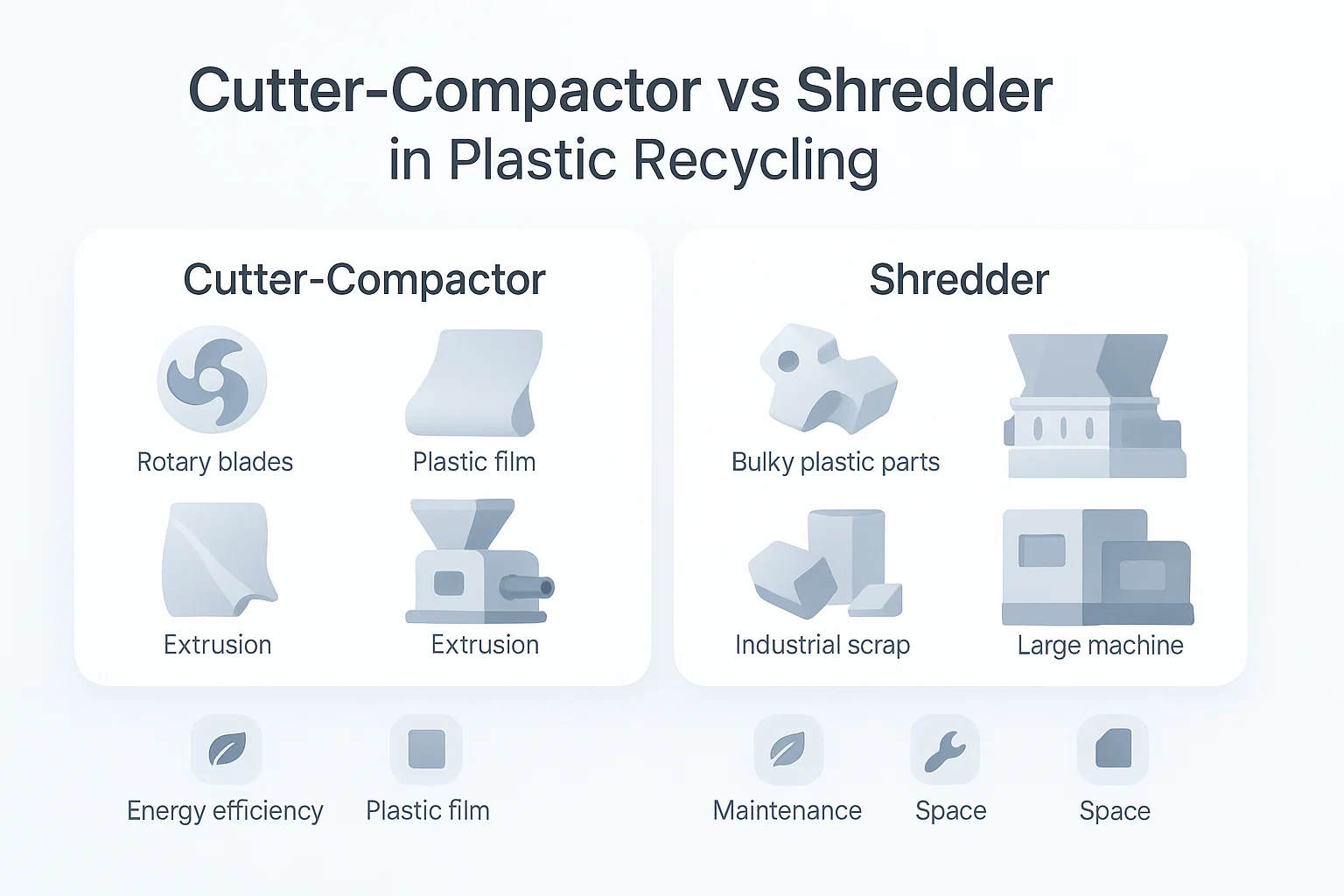 Differences Between Cutter-Compactors and Shredders in Plastic Recycling